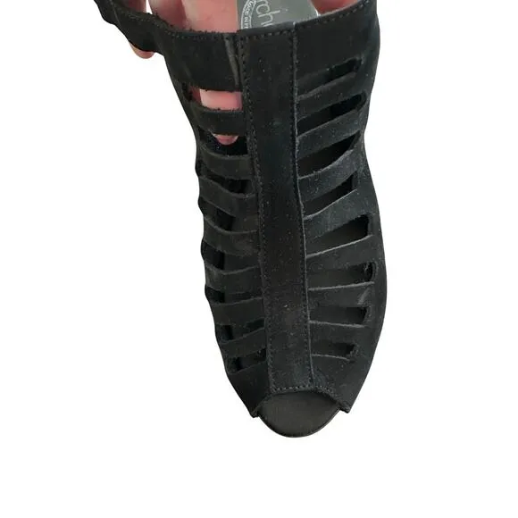 ARCHE sandals enexor nuit (small heeled sandals- Black Suede- 11M (size 42)