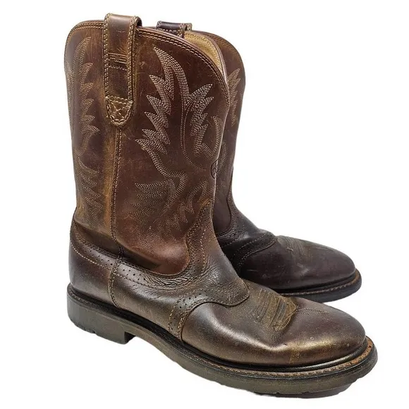 Ariat 10.5 EE Brown Leather Workhog Western Work Boots Rodeo Ranch Cowboy