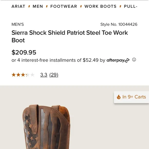 Ariat 10.5 Steel toe work boots