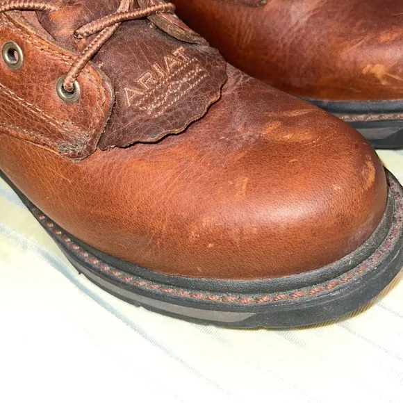 Ariat Brown Leather Lace Up Ankle Work Boots 6.5B B STEEL TOE #31460