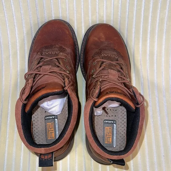 Ariat Brown Leather Lace Up Ankle Work Boots 6.5B B STEEL TOE #31460