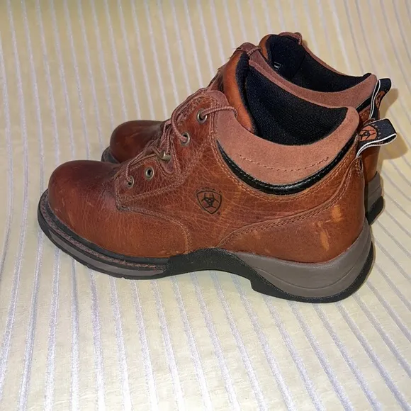 Ariat Brown Leather Lace Up Ankle Work Boots 6.5B B STEEL TOE #31460