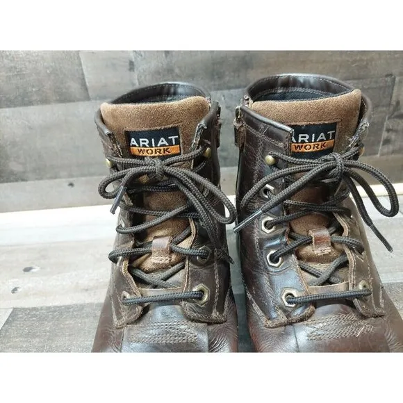 Ariat Brown Leather Lace Up Work/Western Boots Size 5.5
