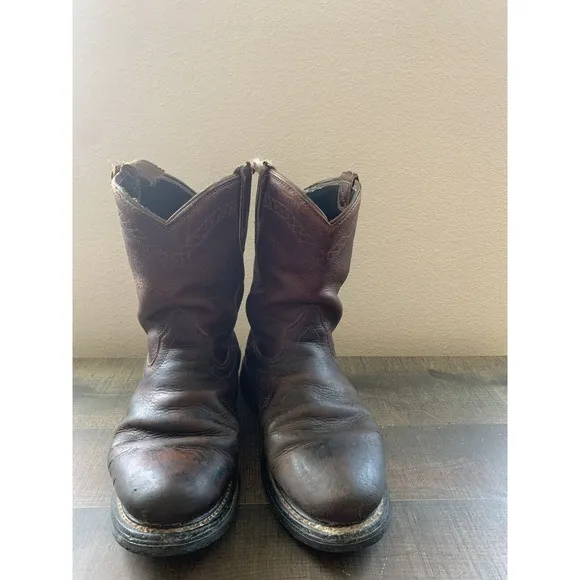 Ariat Leather Cowboy Work Boots Mens Size 8 D, Model ASTM F2892-11 EH Brown