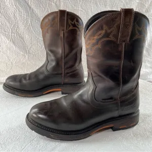 Ariat Mens 12 D Work Hog Round Toe Western Work Boots Chocolate Brown DAMAGED