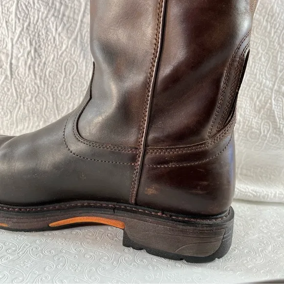 Ariat Mens 12 D Work Hog Round Toe Western Work Boots Chocolate Brown DAMAGED