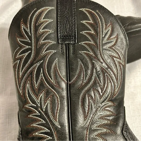 Ariat Men’s Black Embroidered Leather Square Toe Boots Size 7D