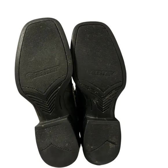 Ariat Men’s Black Embroidered Leather Square Toe Boots Size 7D