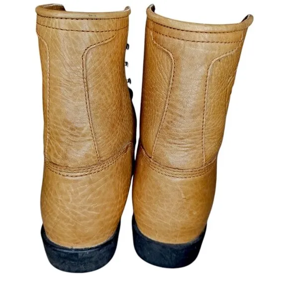 Ariat Mens Tan Brown Leather Kiltie Logger Work Boots 8‎ Inch Size 7.5 ATS