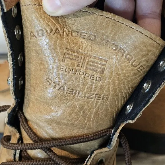 Ariat Mens Tan Brown Leather Kiltie Logger Work Boots 8‎ Inch Size 7.5 ATS