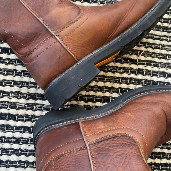 🌿Ariat Men's Waterproof Pull On Brown Leather Work Boots 8.5D
