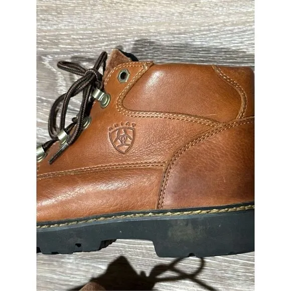 Ariat men’s brown leather lace up chukka work boot  8