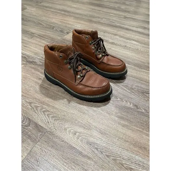 Ariat men’s brown leather lace up chukka work boot  8