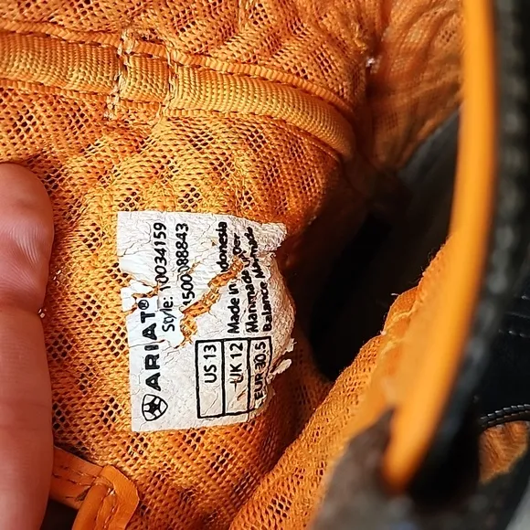 Ariat Orange Kid's Work VentTEK Boots Size 13