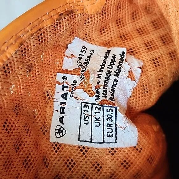Ariat Orange Kid's Work VentTEK Boots Size 13