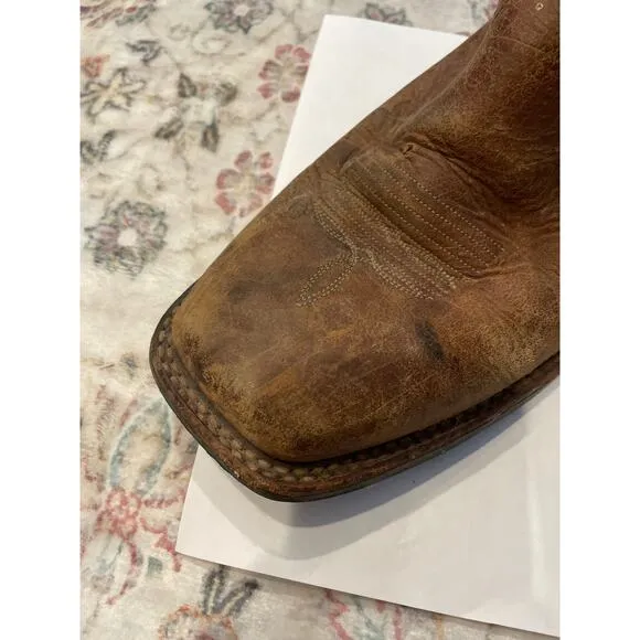 ARIAT Quickdraw Square Toe Cowboy Boots Tumbled Bark Beige 10002224 Men's 11.5