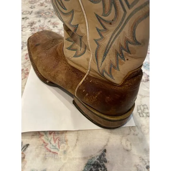 ARIAT Quickdraw Square Toe Cowboy Boots Tumbled Bark Beige 10002224 Men's 11.5
