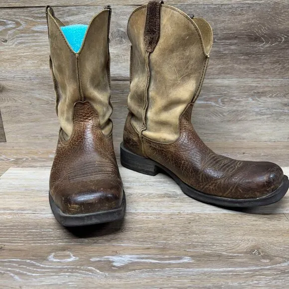 Ariat Rambler Two Tone Brown Leather Western Boots Men's Size 10