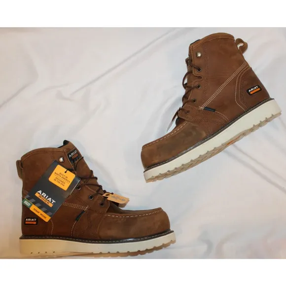 ARIAT Rebar Wedge Moc Toe 6&quot;‎ Waterproof Composite Toe Work Boot Men's Sz 9 WIDE