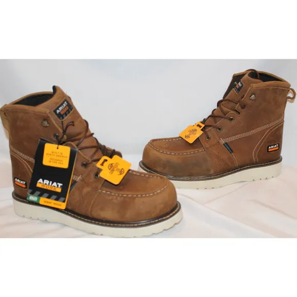 ARIAT Rebar Wedge Moc Toe 6&quot;‎ Waterproof Composite Toe Work Boot Men's Sz 9 WIDE