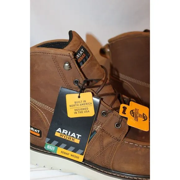 ARIAT Rebar Wedge Moc Toe 6&quot;‎ Waterproof Composite Toe Work Boot Men's Sz 9 WIDE