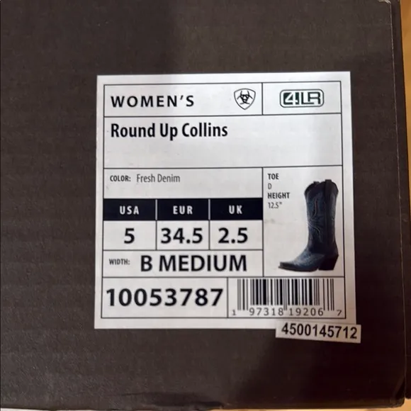 Ariat Round Up Collins Boots Fresh Denim size 5 New