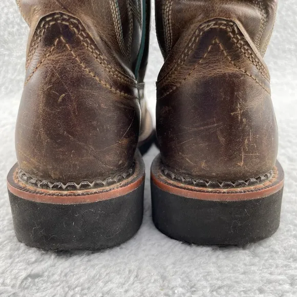 Ariat Western Boots Girls 13 Teal Brown Leather Cowgirl Rodeo Outdoor Riding 90s