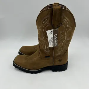 Ariat Women's 10B tan leather soft square toe cowboy work boots NWD 10044437