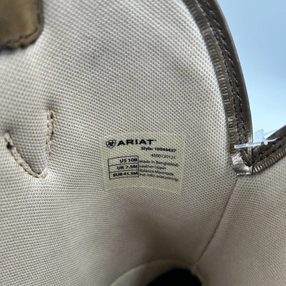 Ariat Women's 10B tan leather soft square toe cowboy work boots NWD 10044437