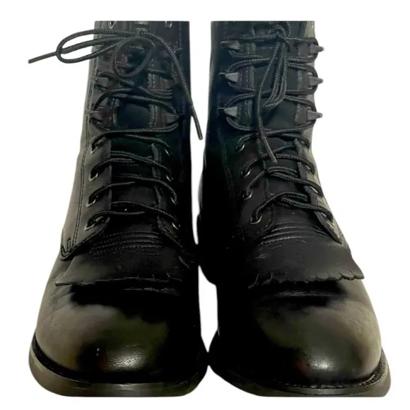 ARIAT WOMENS HERITAGE WESTERN LACER 11 BLACK BOOTS SZ 6.5 EUC