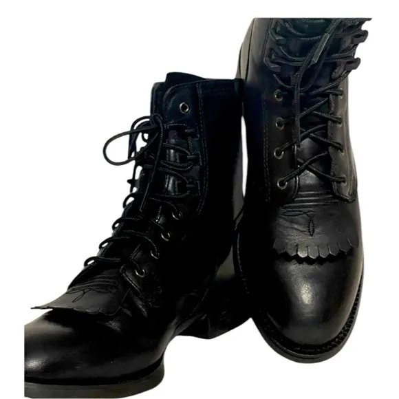 ARIAT WOMENS HERITAGE WESTERN LACER 11 BLACK BOOTS SZ 6.5 EUC