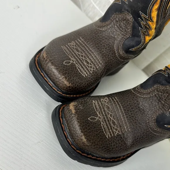ARIAT WORK Kids Western Cowboy Boots - Brown and Orange, 8.5