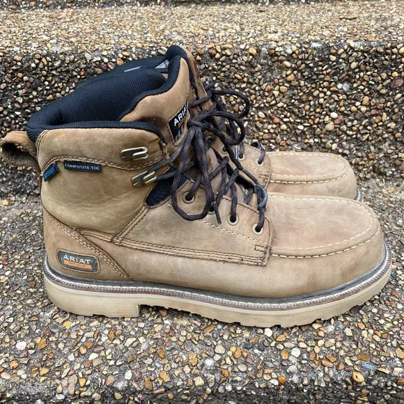 Ariat Work Men's Rebar F2413-18 Brown Leather Composite Toe Work Boots 11.5D