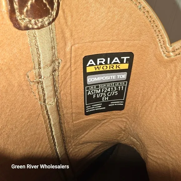 Ariat Workhog Western Boots Composite Toe Pull On Brown Leather Size 9