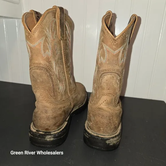 Ariat Workhog Western Boots Composite Toe Pull On Brown Leather Size 9