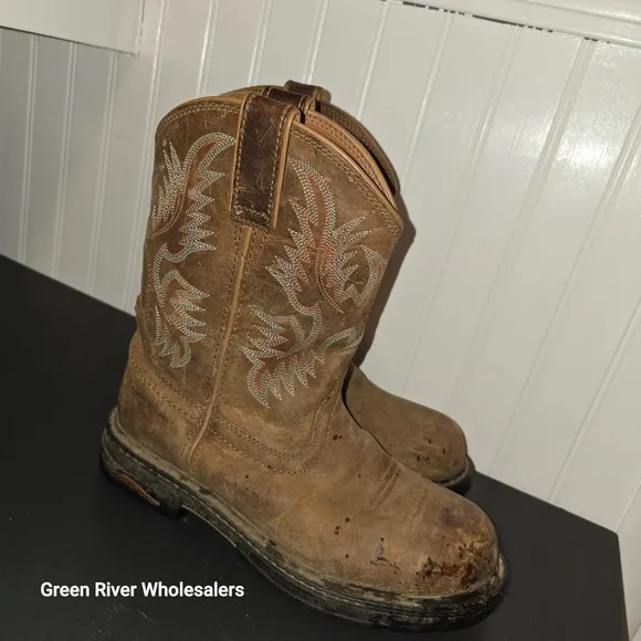 Ariat Workhog Western Boots Composite Toe Pull On Brown Leather Size 9