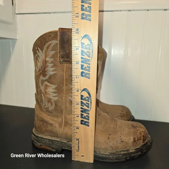 Ariat Workhog Western Boots Composite Toe Pull On Brown Leather Size 9