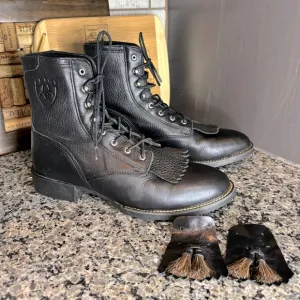 Arita Competitor II Black Deertan Roper Heel Boots Size 7 1/2