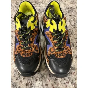 ASH Leopard Chunky Sneakers Fashion Athletic Trainer Shoes Women's size 5 EU 35