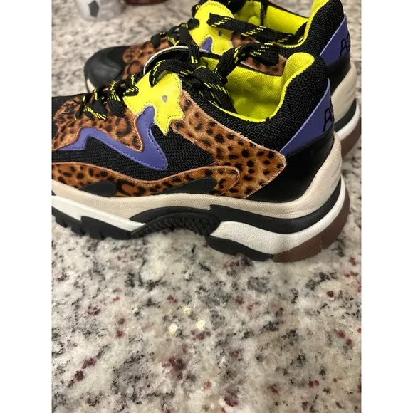 ASH Leopard Chunky Sneakers Fashion Athletic Trainer Shoes Women's size 5 EU 35