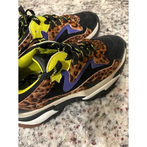 ASH Leopard Chunky Sneakers Fashion Athletic Trainer Shoes Women's size 5 EU 35