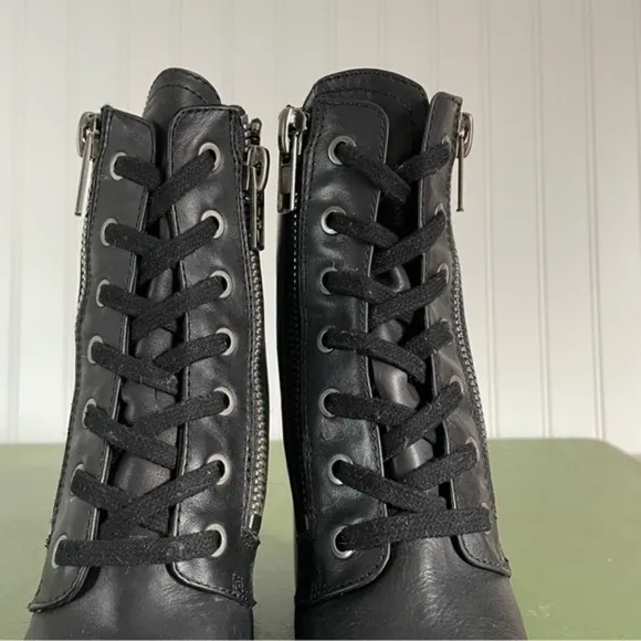 Ash POKER Double-Zip Chunky Lug Soled Boots in Black Leather