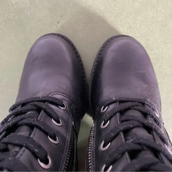 Ash POKER Double-Zip Chunky Lug Soled Boots in Black Leather