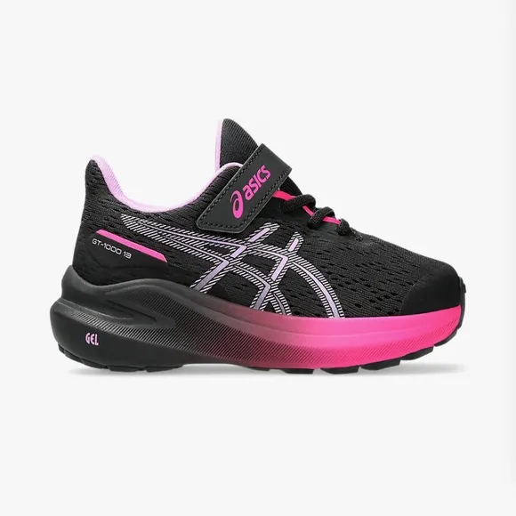 ASICS Kids' Black and Pink Shoes GT-1000 13