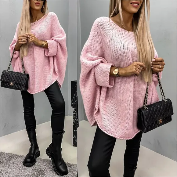 Aspen Batwing Knit Sweater - Pink