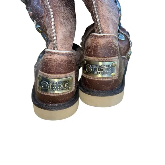 Australia Luxe Collective Sheepskin Studded Riding Boots 8 Angel Special Release