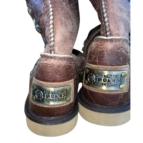 Australia Luxe Collective Sheepskin Studded Riding Boots 8 Angel Special Release