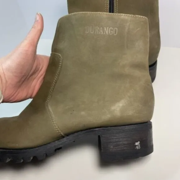 Authentic Durango Boots 7 Olive Green Lug Zipper Mens Size 12 D Work Boots