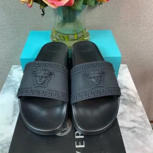 Authentic Versace Black Women’s Medusa Slides Sandals - EU Size 40 = US 9.5