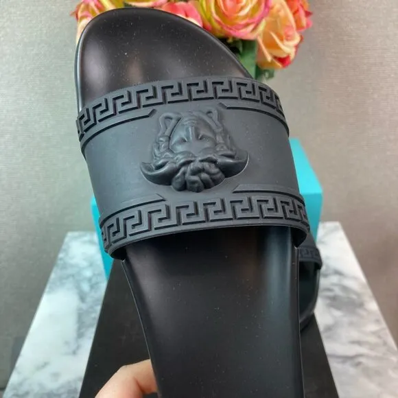 Authentic Versace Black Women’s Medusa Slides Sandals - EU Size 40 = US 9.5